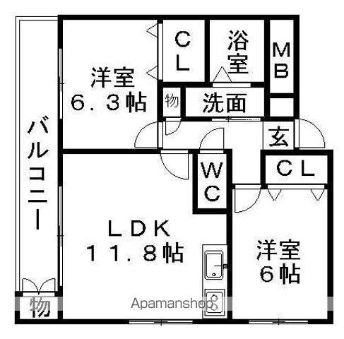 レクエルド(2LDK/1階)の間取り写真