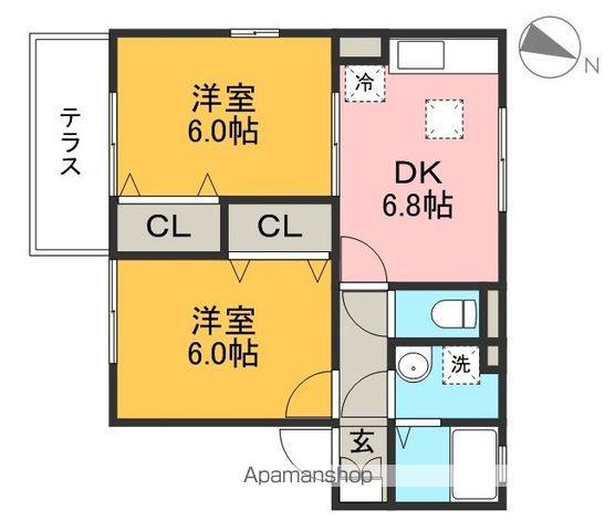 ジュパールⅠ(2DK/1階)の間取り写真