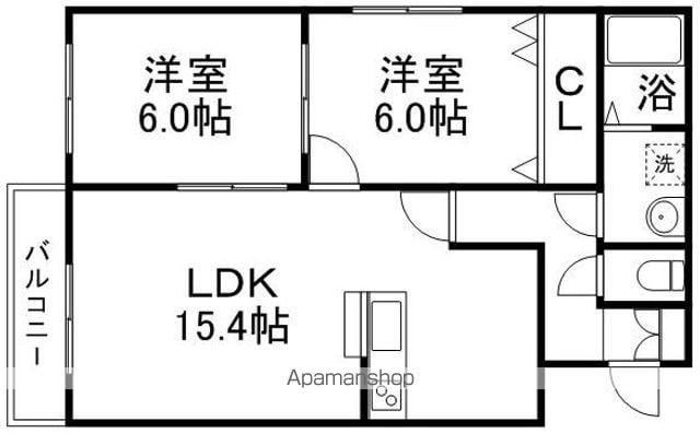 アビタ発寒Ⅱ(2LDK/3階)の間取り写真