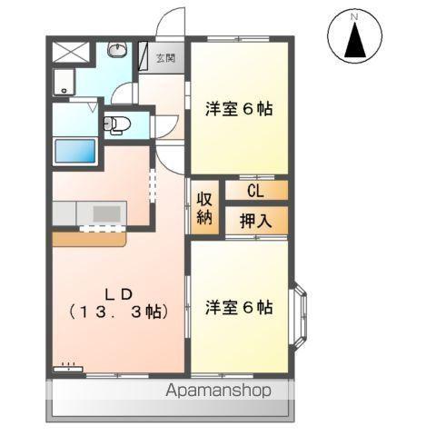 グランディール羽根(2LDK/3階)の間取り写真