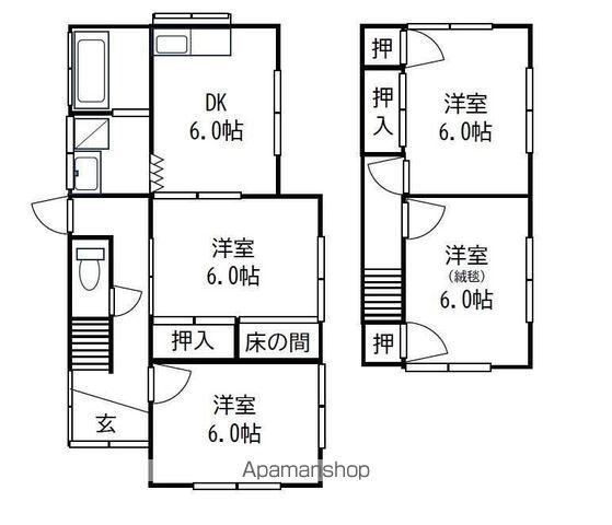 京阪電気鉄道石坂線 石山寺駅 徒歩52分 2階建 築52年(4DK)の間取り写真
