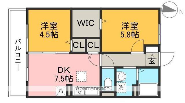 ジュネス北御座(2DK/2階)の間取り写真