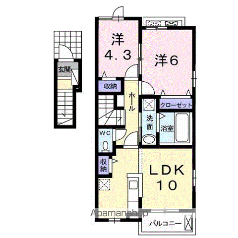 ソレイユ(2LDK/2階)の間取り写真