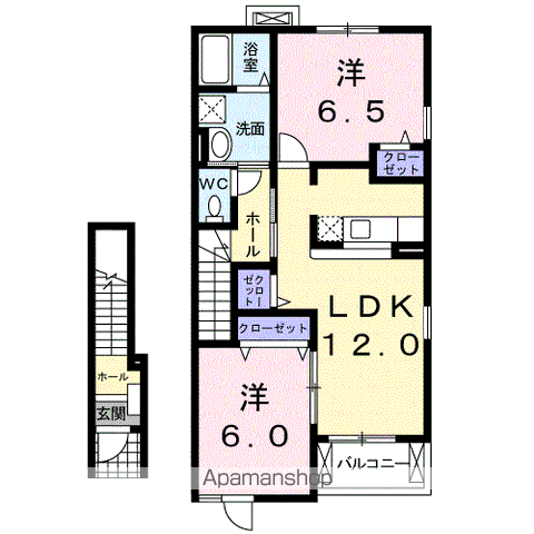 グリーンローズ(2LDK/2階)の間取り写真