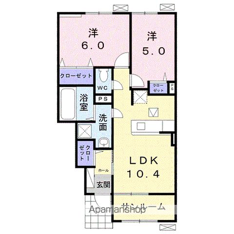 レジデンス鳥生2(2LDK/1階)の間取り写真