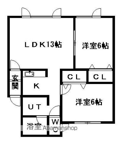 グリフィンドール(2LDK/1階)の間取り写真