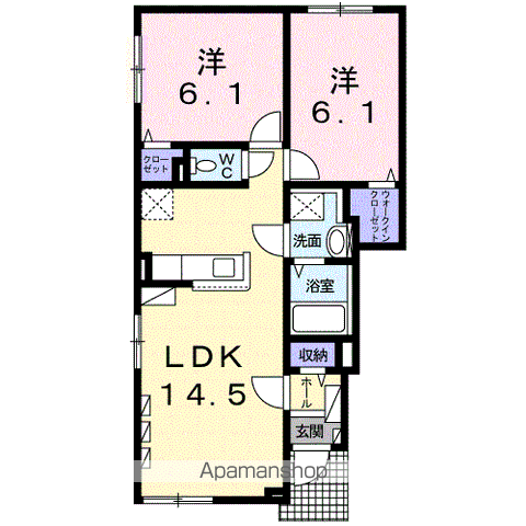 アンナプルナ(2LDK/1階)の間取り写真