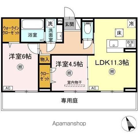 シエル原田(2LDK/1階)の間取り写真