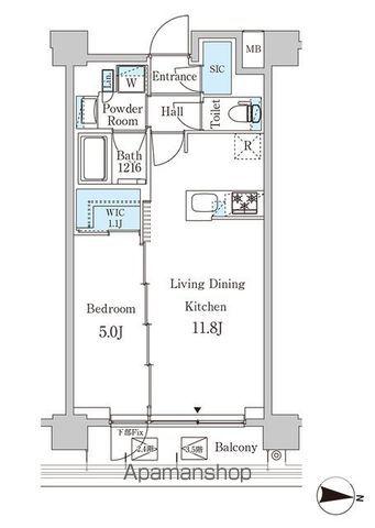 ジオエント中野弥生町(1LDK/1階)の間取り写真