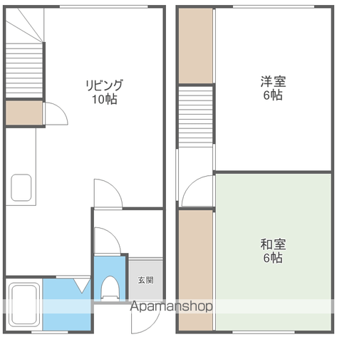 10条マンション(2LDK/1階)の間取り写真