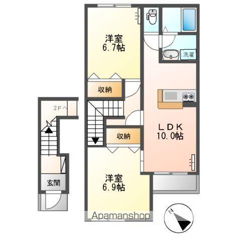 ニューサンフレッチェ(2LDK/2階)の間取り写真