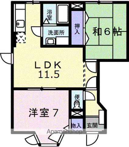 サンライズコート(2LDK/1階)の間取り写真
