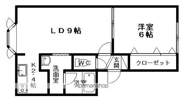 ヴィラ円山3(1LDK/1階)の間取り写真