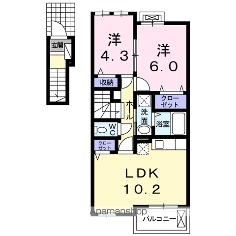 フラン メゾン 大森 Ⅱ(2LDK/2階)の間取り写真