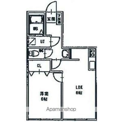 中商マンション(1DK/2階)の間取り写真