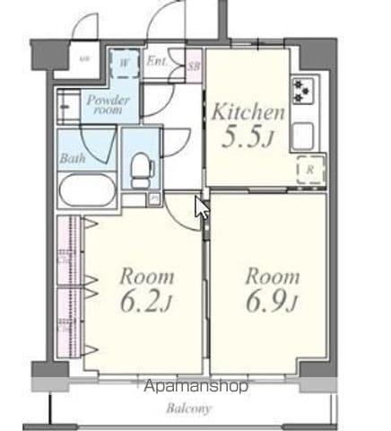 ヒルフォート常盤(2K/1階)の間取り写真