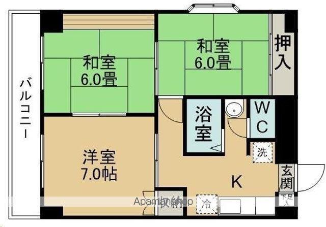 フレンドリー富田(3K/5階)の間取り写真