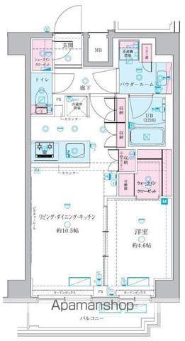 GENOVIA押上Ⅱ(1LDK/3階)の間取り写真