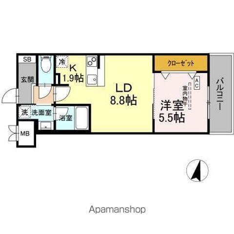 BULL HOUSE(1LDK/5階)の間取り写真