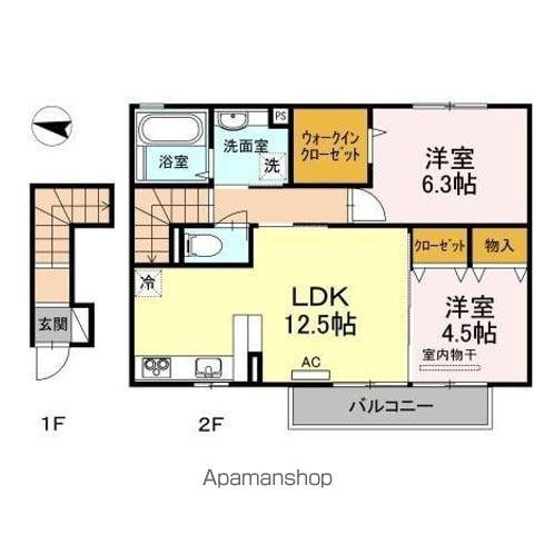 フラン・アヴェニュー(2LDK/2階)の間取り写真