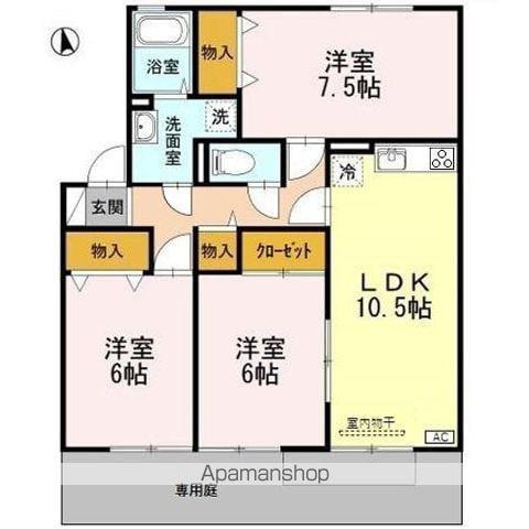 エルフタウン吉久E(3LDK/1階)の間取り写真