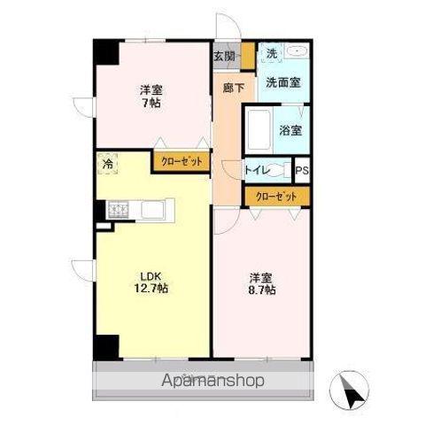 ベルファミーユ高根台Ⅱ(2LDK/2階)の間取り写真