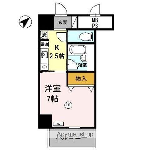 サンタウン竹鼻A棟(1K/6階)の間取り写真