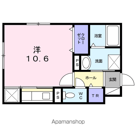 プレリュード(ワンルーム/1階)の間取り写真