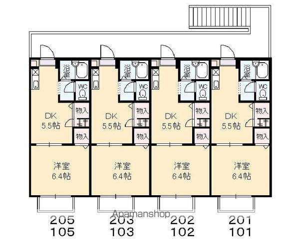 ハーピス児玉(1DK/2階)の間取り写真