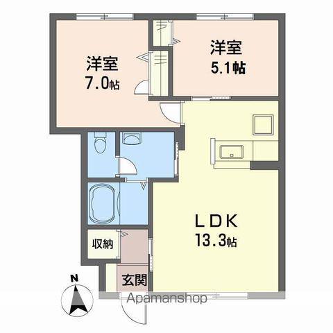 シャーメゾンディアス川内A(2LDK/1階)の間取り写真