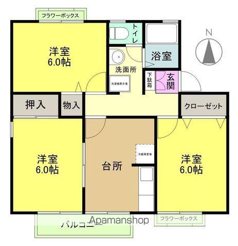 スカイコーポST B棟(3DK/1階)の間取り写真