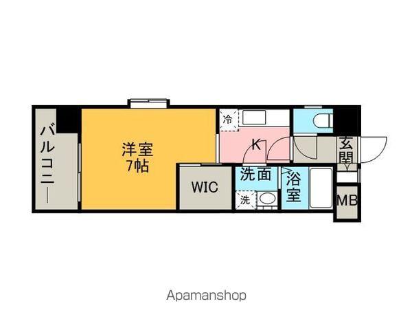 エンクレスト渡辺通南(1K/2階)の間取り写真