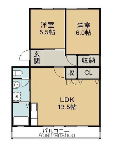 天神マンションⅠ・Ⅱ(2LDK/3階)の間取り写真