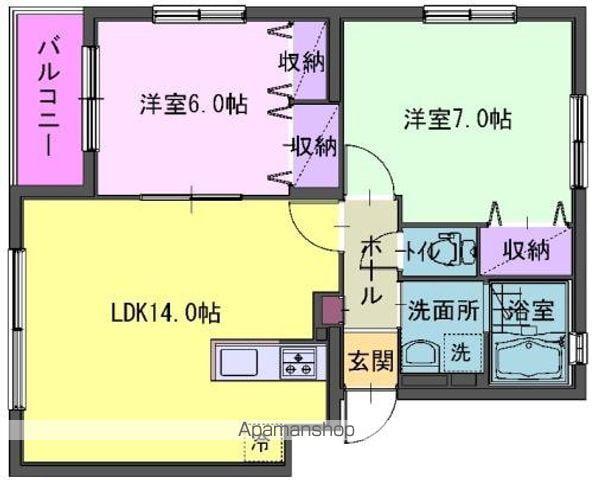 メゾン日高見C(2LDK/2階)の間取り写真