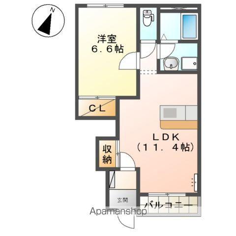 シルフィード(1LDK/1階)の間取り写真