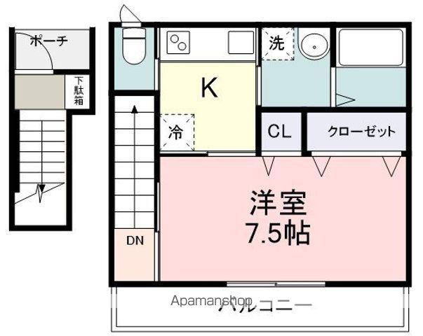 SAKYO21 古庄(1K/2階)の間取り写真