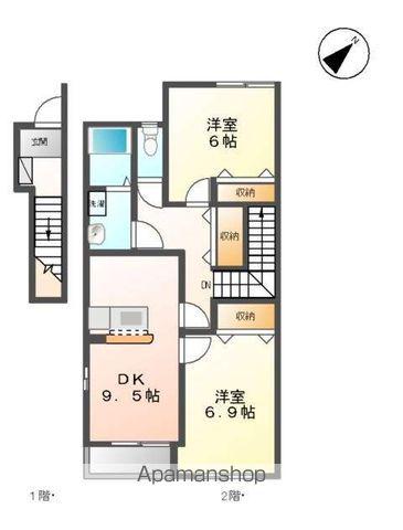 スカイガーデン(2DK/2階)の間取り写真