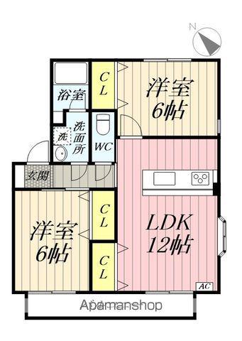 ラフィーネTAKAHASHI(2LDK/2階)の間取り写真