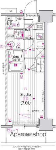 ガーラ・プライム横濱関内(1K/11階)の間取り写真