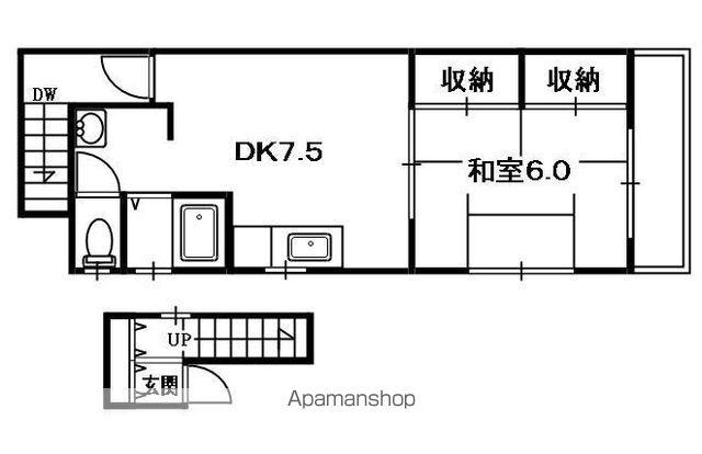 出口ハイツ(1DK/3階)の間取り写真
