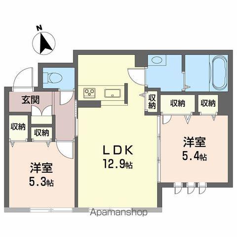 ベレオ中島田(2LDK/1階)の間取り写真