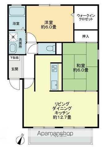 フォブール緑ヶ丘B(2LDK/1階)の間取り写真