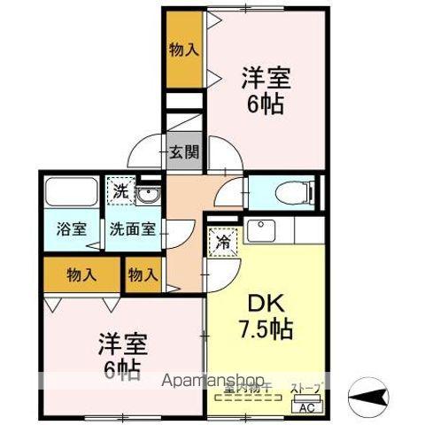 エスト筒井(2DK/1階)の間取り写真