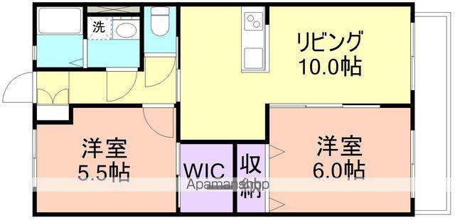 ローパスⅠ(2LDK/2階)の間取り写真