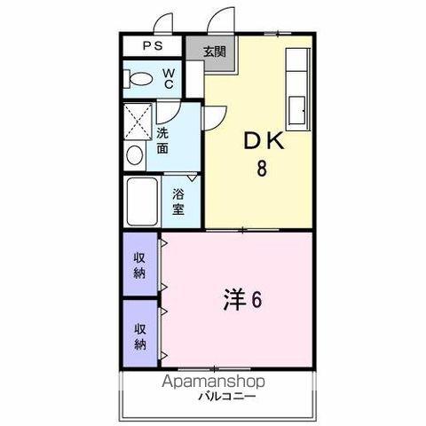 カンパーニュ塩上Ⅰ(1DK/1階)の間取り写真