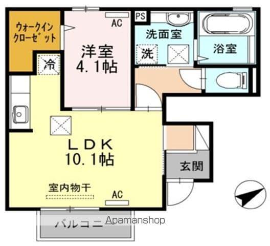シャルマン岡田町(1LDK/1階)の間取り写真