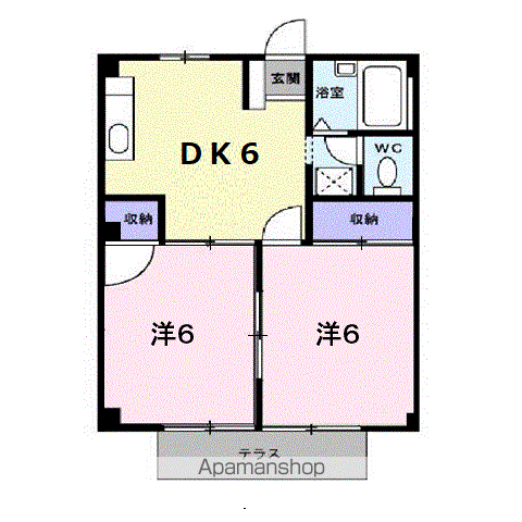 シティハイツ高橋A(2DK/1階)の間取り写真