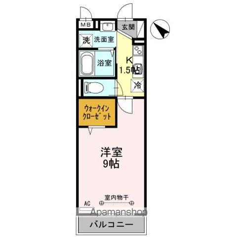 グランモアIII(1K/1階)の間取り写真