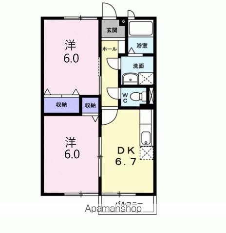 フル・クレイン(2DK/2階)の間取り写真