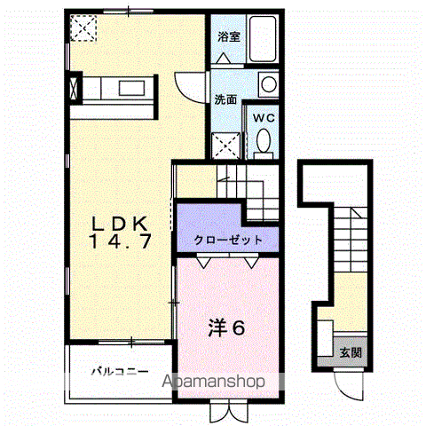 ウインド・ヒルⅡ(1LDK/2階)の間取り写真